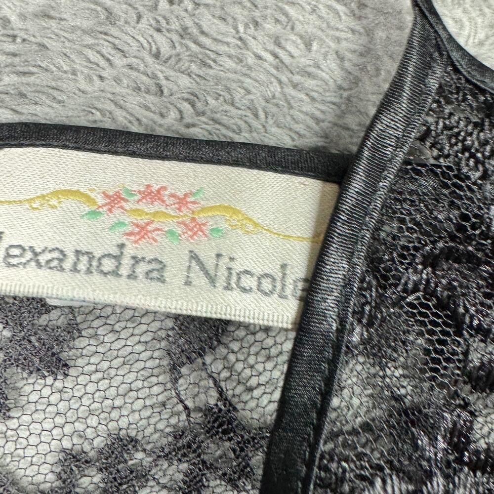Vintage Alexandra Nicole Black Lace Cami Made USA Sheer Floral Spaghetti Top - Picture 4 of 7